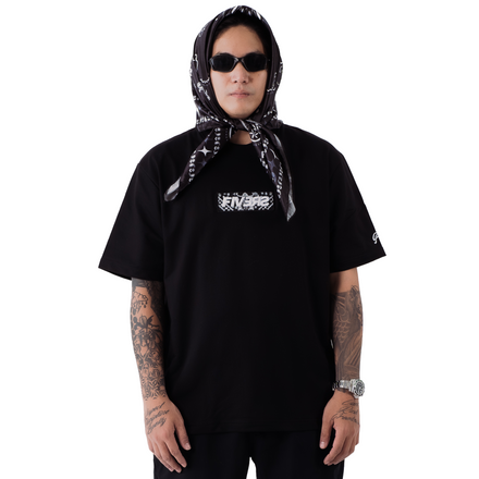 EMBROIDERED BOX LOGO TEE - PAISLEY (BLACK)