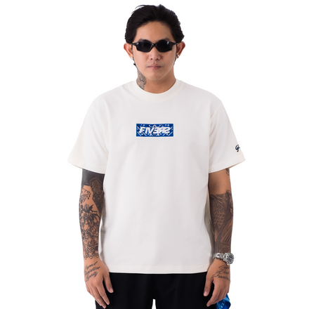 EMBROIDERED BOX LOGO TEE - PAISLEY (BLUE)