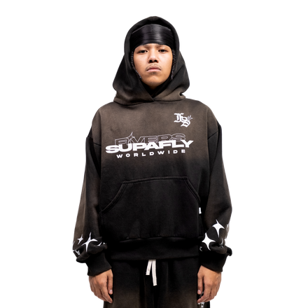 Worldwide Hoodie - Black Sun Faded